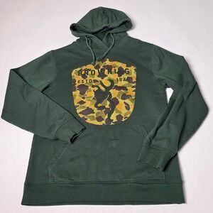 Browning Hoodie Mens Medium Green Camo Shield Buckmark Pullover Sweatshirt